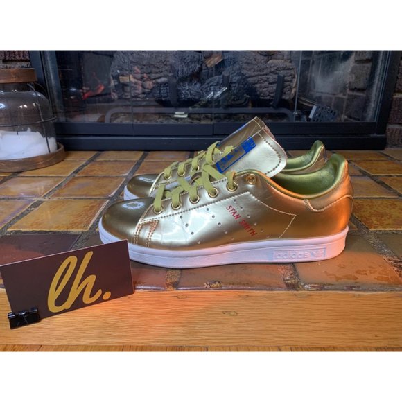 Mens 4.5 Adidas Originals Stan Smith Gold Leather Casual Sneakers FW5364